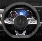 Оплетка IF форма D замша+кожзам черный+красный