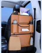 Органайзер с карманами на спинку сиденья коричневый